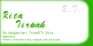 rita tirpak business card